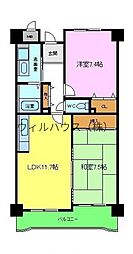 グランシェールS 2LDKの間取図画像
