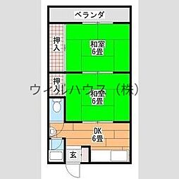 マンション源 2DKの間取図画像