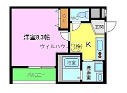フジパレス堺南島 1Kの間取図画像