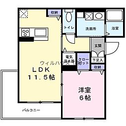 ソラーナ堺 1LDKの間取図画像