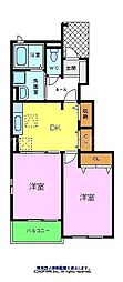 ユニゾン 2DKの間取図画像