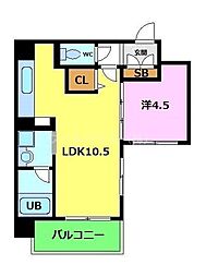 プレステージ7番館 1LDKの間取図画像