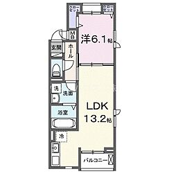 リビオMiyabi 1LDKの間取図画像