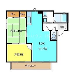 シャンテ・ヴィラ 2LDKの間取図画像