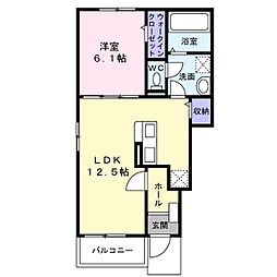 エヌ　プラス 1階1LDKの間取り