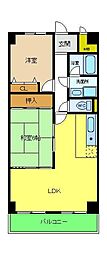 ホルティ上野芝 2階2LDKの間取り