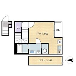 あんしん日置荘西町08−2012 2階ワンルームの間取り