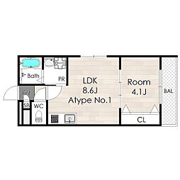 ＡＶＡＮＴＩＯ　ＡＳＡＫＡＹＡＭＡ 3階1LDKの間取り