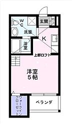 エスタブレ香ヶ丘 1階ワンルームの間取り