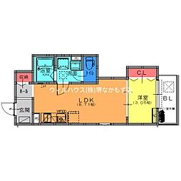 Ｆｓｔｙｌｅ西取石4号館 2階1LDKの間取り