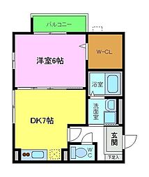 ビアンコフォレスタ 1階1DKの間取り