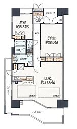 上野芝レジデンス　ディライトコート 12階2LDKの間取り