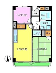 ヴィラ狭山 4階2LDKの間取り