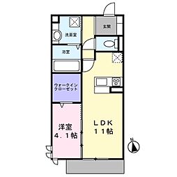 ラ　ヴィータ鳳 2階1LDKの間取り