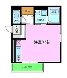 リバタイセイ 2階ワンルームの間取り