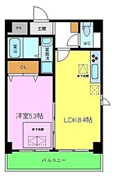 トリニティ・コート新金岡 6階1LDKの間取り