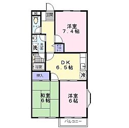 ローズガーデン 2階3DKの間取り