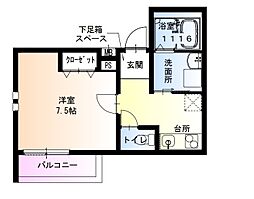 フジパレス西湊1番館 3階1Kの間取り