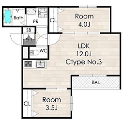 ＡＶＡＮＴＩＯ　ＡＳＡＫＡＹＡＭＡ 2階2LDKの間取り