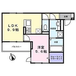 パサログランデ鳳中町 1階1LDKの間取り