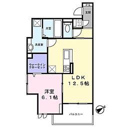 パサログランデ鳳中町 3階1LDKの間取り