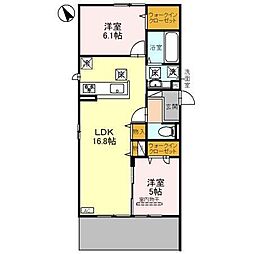 パサログランデ浜寺諏訪森2 1階2LDKの間取り