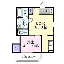 Ｆｓｔｙｌｅ堺・堀上町1号館 2階1DKの間取り