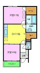 パラシェンプレ 1階2DKの間取り