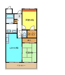 ベルメゾン堺 2階2LDKの間取り