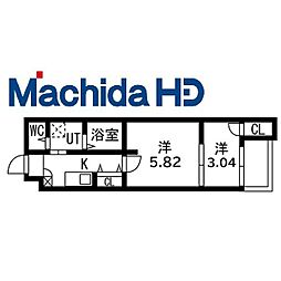 シーエムアンイースト 1階1DKの間取り