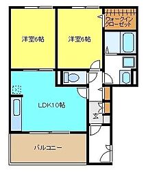 フラーリッシュ 2階2LDKの間取り