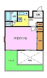 メゾンアルカディア金剛 4階1Kの間取り