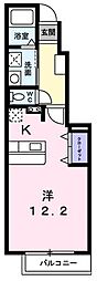 プラッツくみのき 1階1Kの間取り