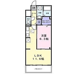 ヒカルサ堺市大野芝 3階1LDKの間取り
