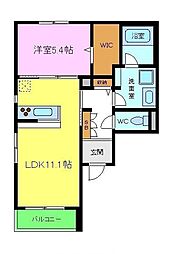 シャーメゾン白鷺 1LDKの間取図画像