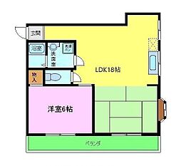 グランスカイマンション 1LDKの間取図画像