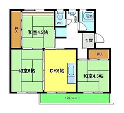 狭山住宅23号棟 3DKの間取図画像