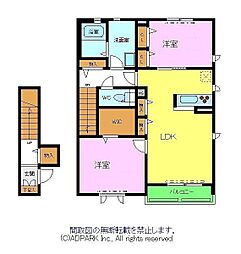 セントリビェ北野田C 2LDKの間取図画像