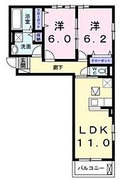 シャルールメゾン1 2LDKの間取図画像
