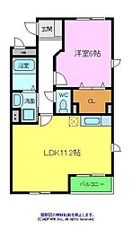 カスカード2滝 1LDKの間取図画像