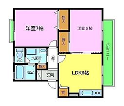 セジュール五番館 2DKの間取図画像