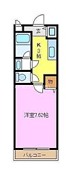 シエル金剛 1Kの間取図画像