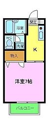 フレグランス新町 1Kの間取図画像