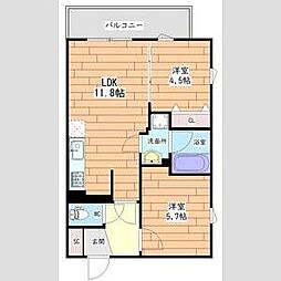 プレステージ14番館 2LDKの間取図画像
