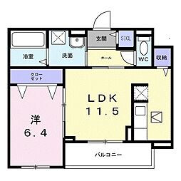 ラ・クロシェット 1LDKの間取図画像
