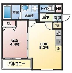 D.CREART松原feliz 1LDKの間取図画像