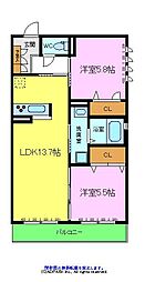 シャーメゾンプレディーヴァ 2LDKの間取図画像