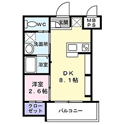 堺市堺区西湊町1丁マンション 1LDKの間取図画像