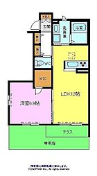 シャーメゾントモ 1LDKの間取図画像