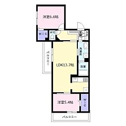 ファイブヒルズ欅壱番館 2LDKの間取図画像